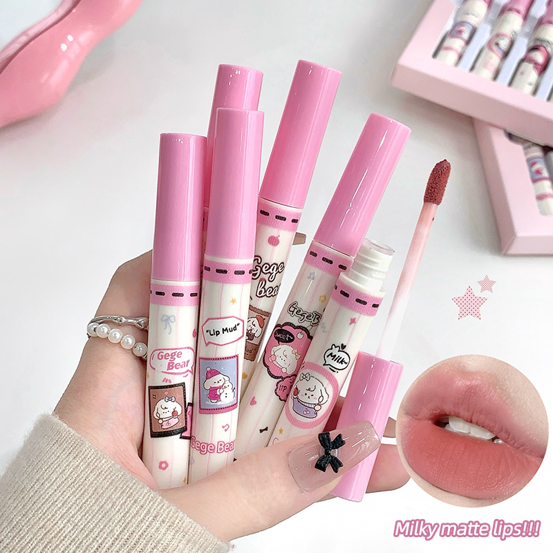 Matte Velvet Lip Tint Long Lasting - Set de 6 Labiales Líquidos Gege