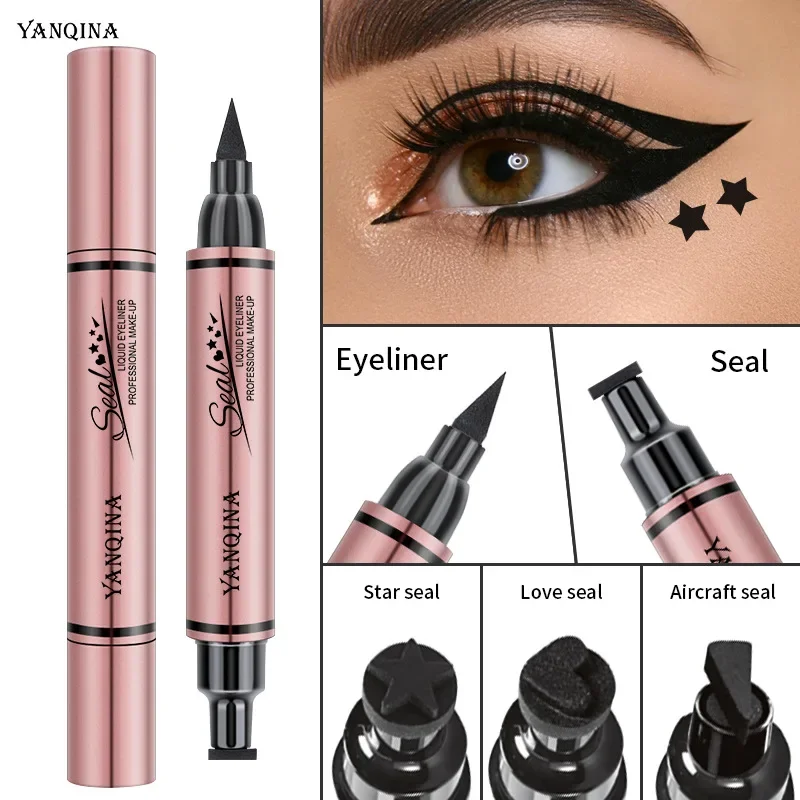 Waterproof Liquid Eyeliner Pen - Delineador de Ojos con Sello, Lápiz