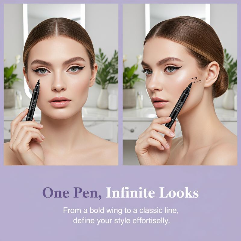 Waterproof Liquid Eyeliner Pen - 2 lápices delineadores de ojos negros